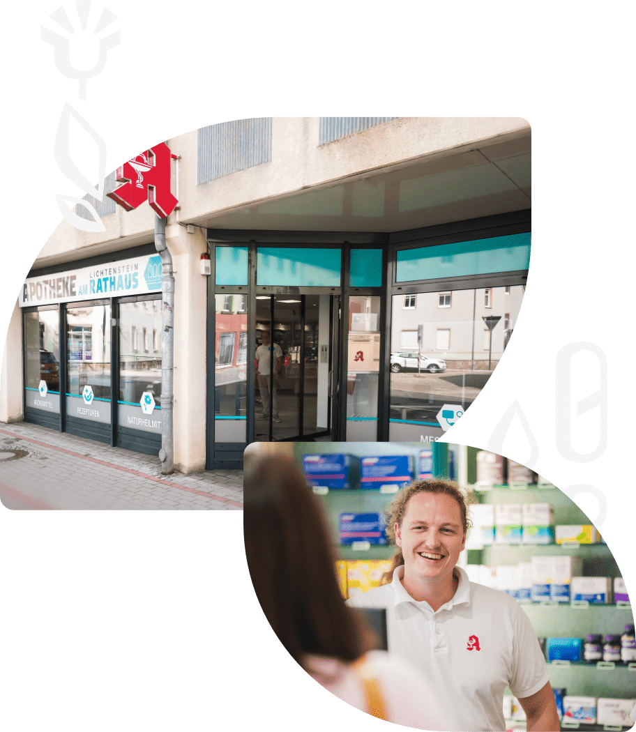 Zeigt Eingang der Apotheke am Rathaus